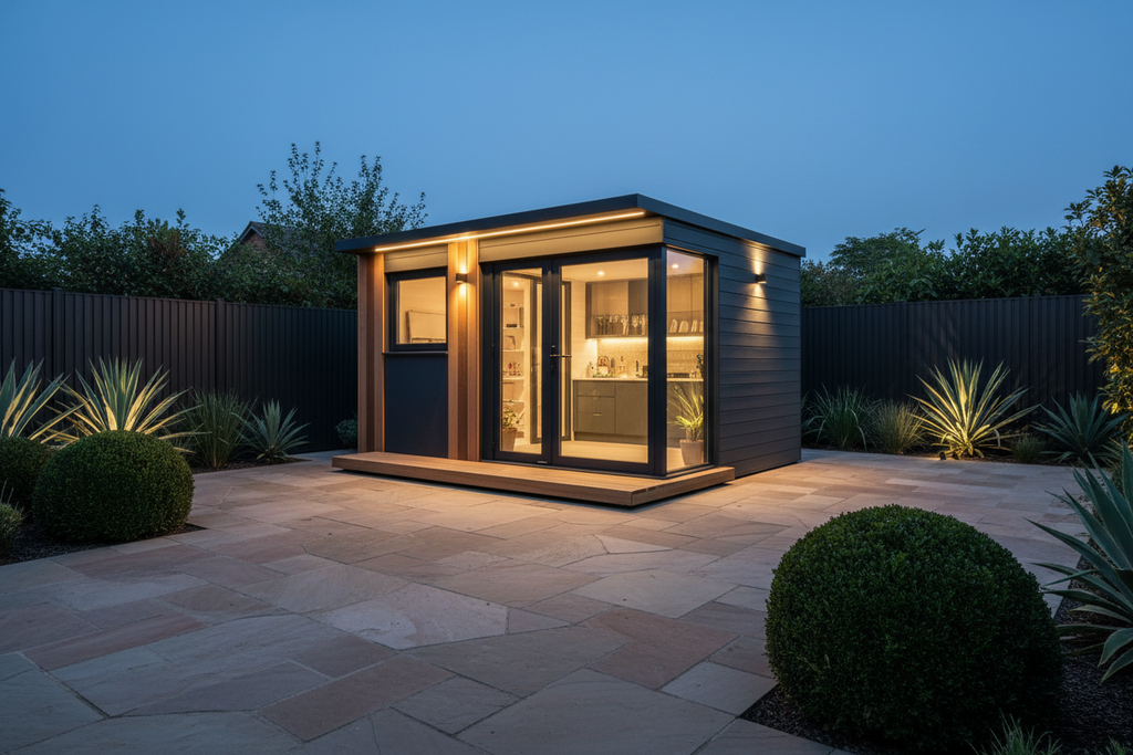 Charcoal grey horizontal - contemporary walled garden