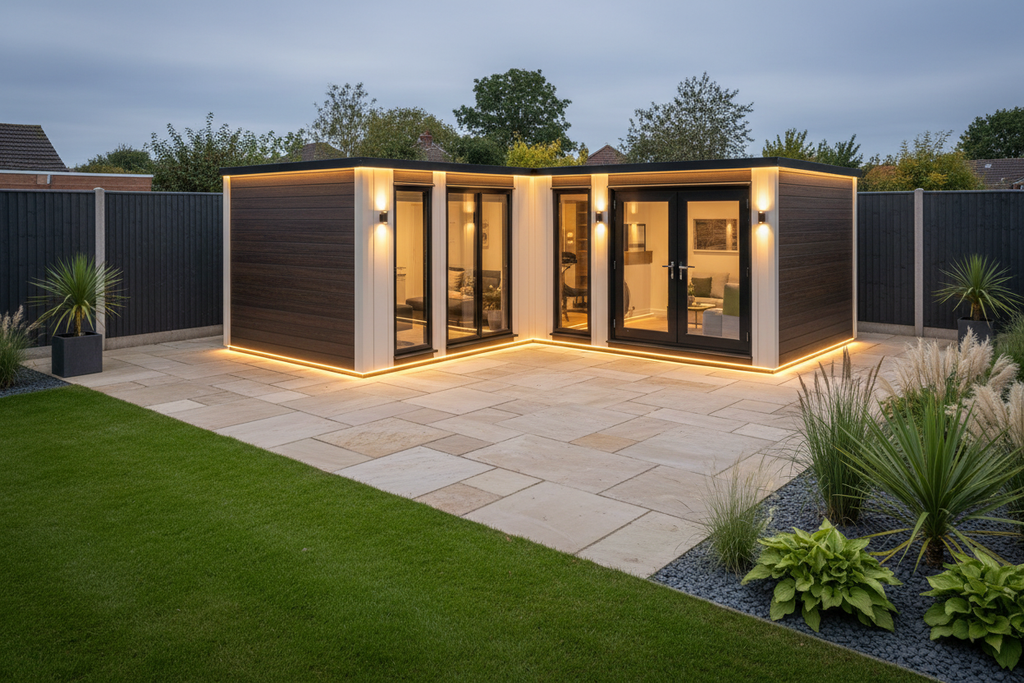 Dark brown & cream two-tone with uplighting