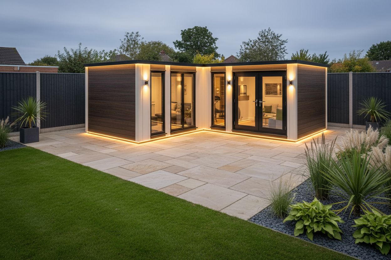 Dark brown & cream two-tone with uplighting