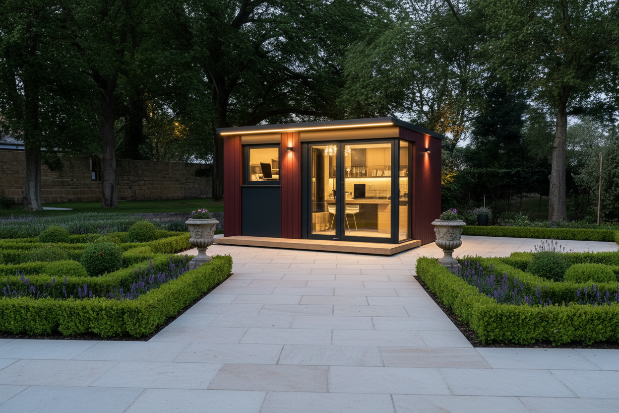 Deep burgundy & charcoal - formal garden evening
