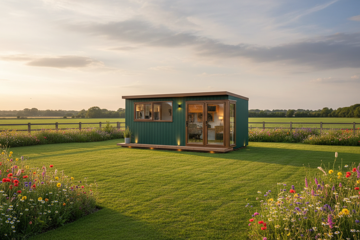 Deep forest green & dark oak - country garden golden hour
