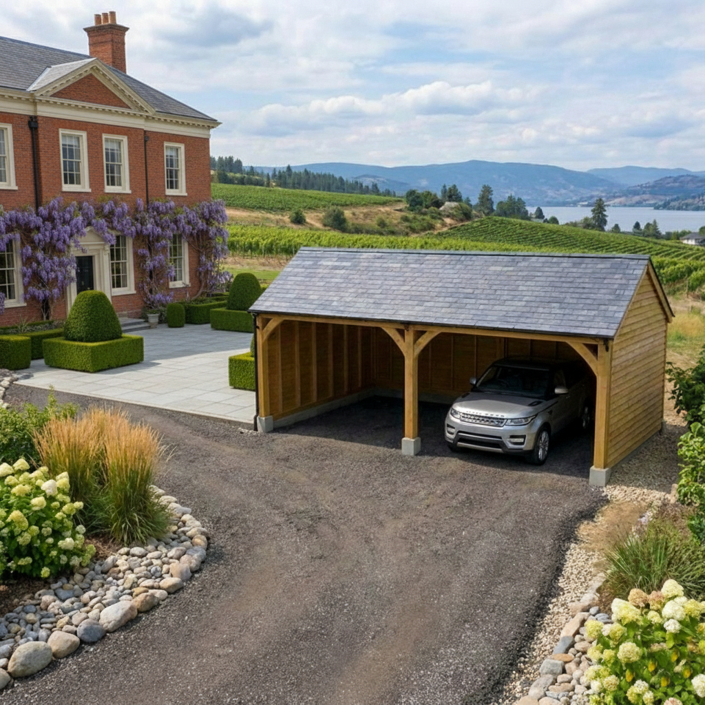 Fully Installed Double Bay Oak Car Port | Britmet Composite or Natural ...
