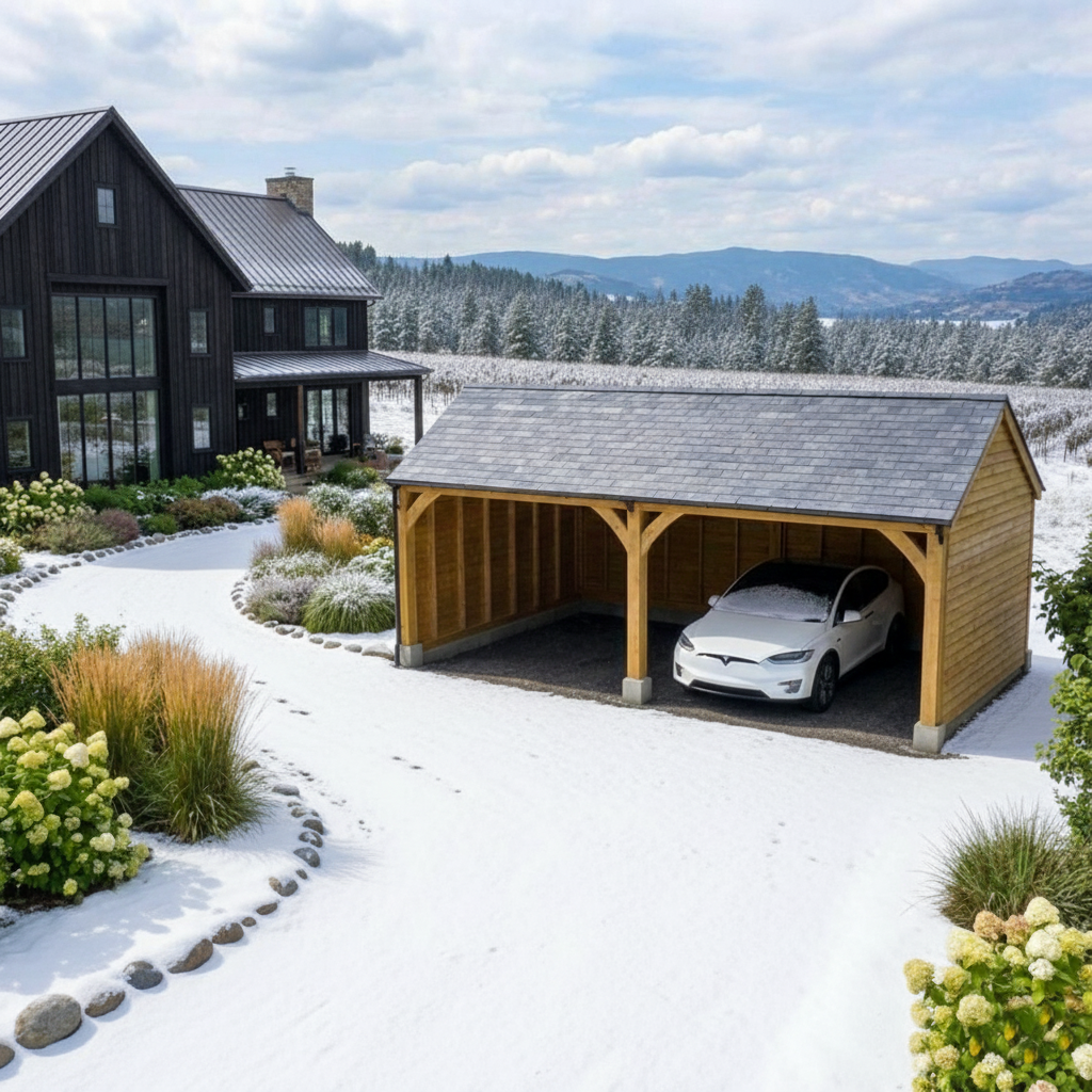 Fully Installed Double Bay Oak Car Port | Britmet Composite or Natural ...