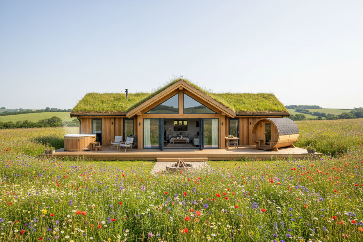 Eco Oak Lodge with Sedum Roof