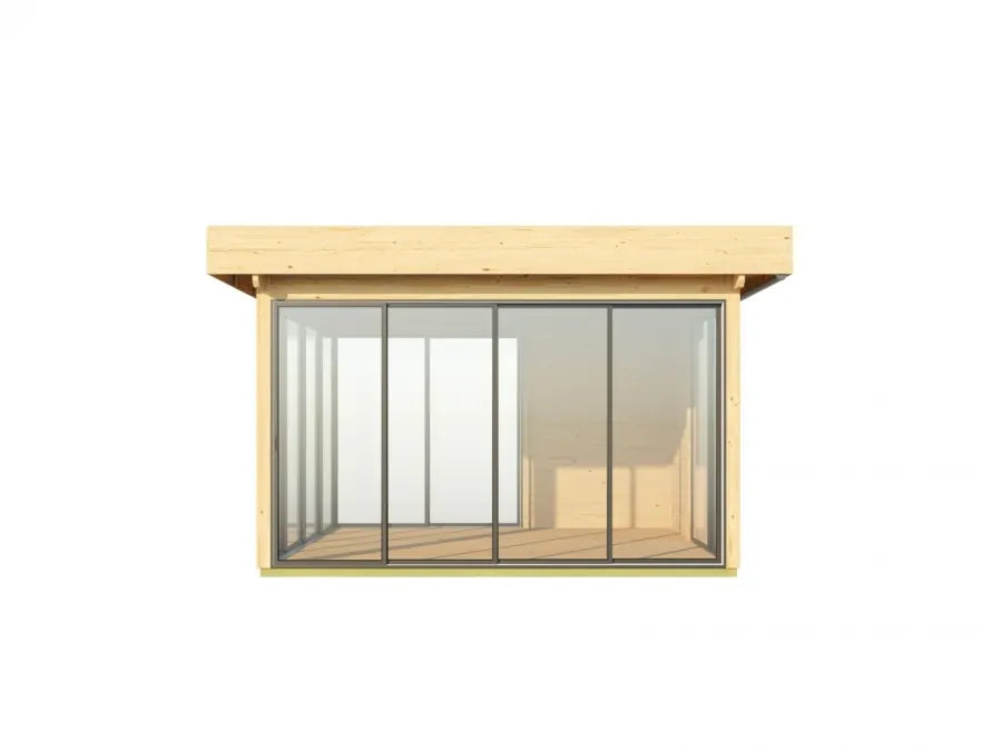 Glass Pavilion 44C | 3.71m x 3.71m Log Cabin | Pool Room | Aluminium Sliding Doors | Fully Installed | Mainland UK