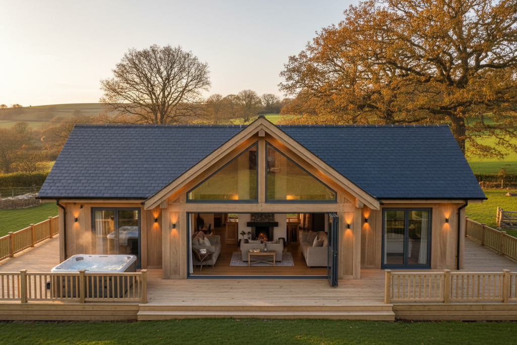Grand Oak Lodge with Wraparound Deck