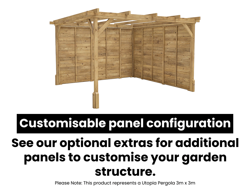 Utopia Slatted Wall Diamond Corner Pergola 3m x 3m | Pressure Treated Timber | Nationwide Installation