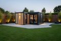 Natural cedar horizontal cladding with exterior lights