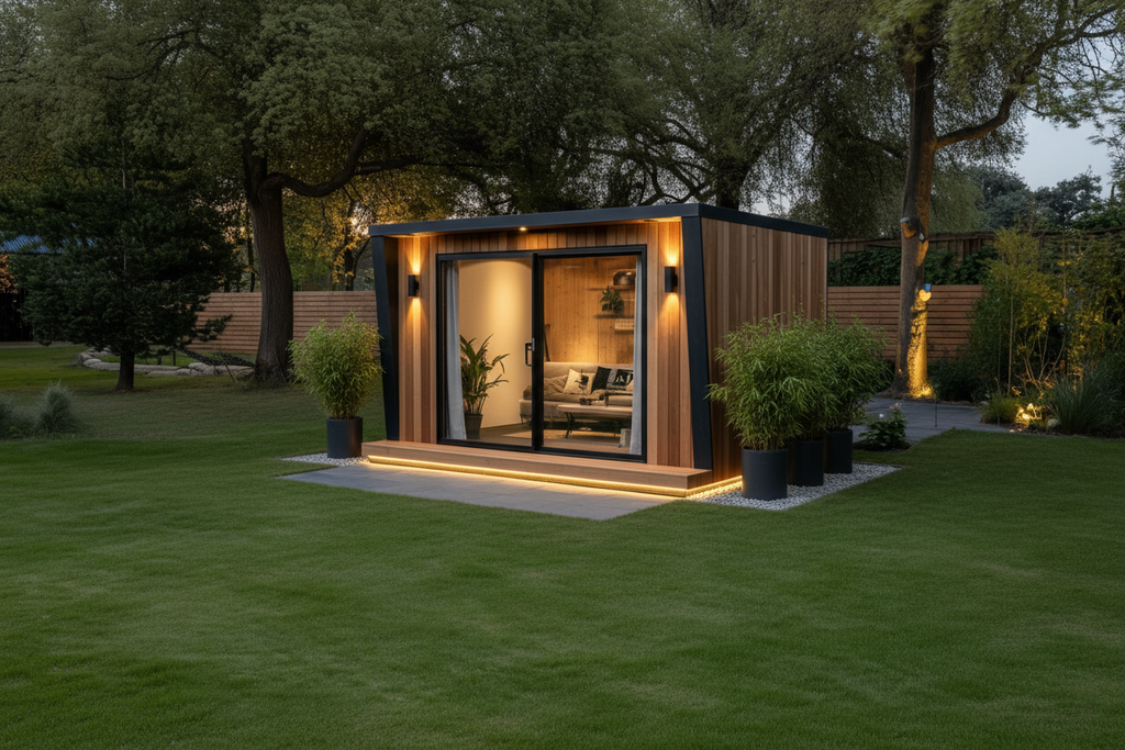 Natural cedar horizontal with base LED lighting