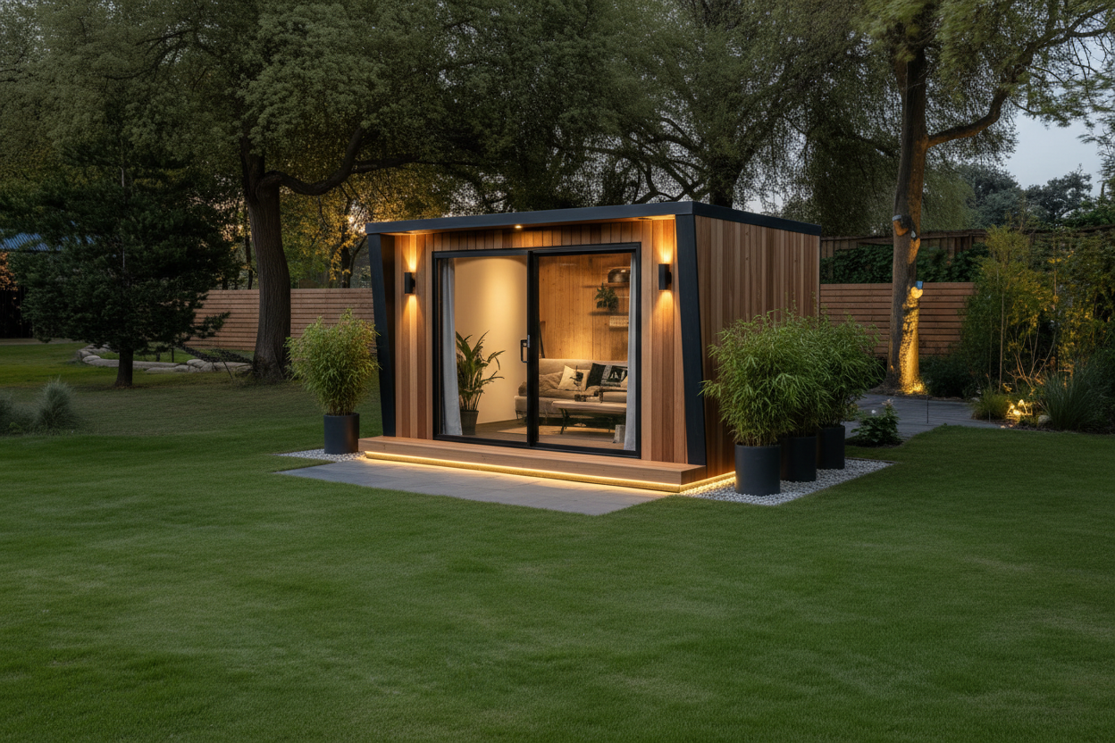Natural cedar horizontal with base LED lighting