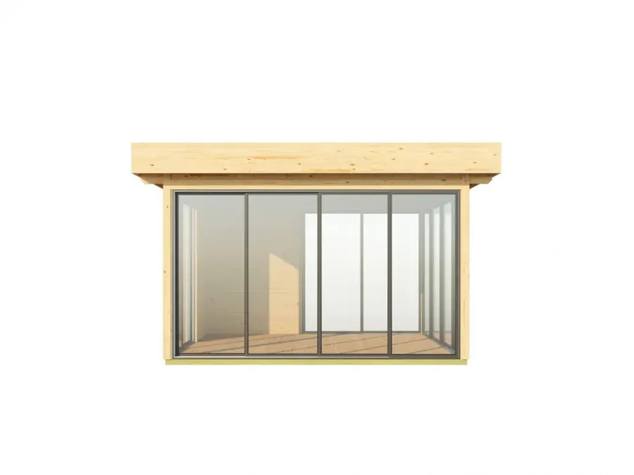 Glass Pavilion 44C | 3.71m x 3.71m Log Cabin | Pool Room | Aluminium Sliding Doors | Fully Installed | Mainland UK