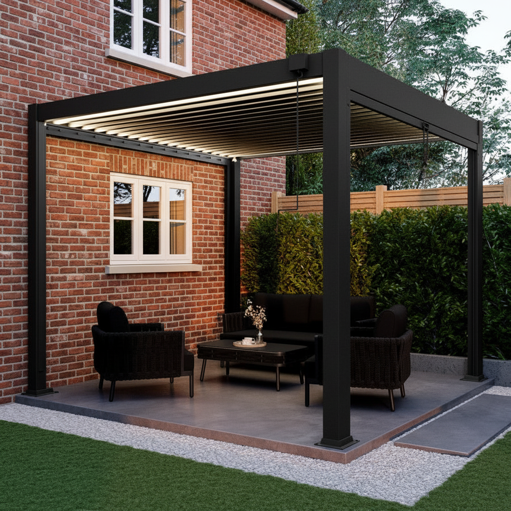 Pergola on Red Brick House