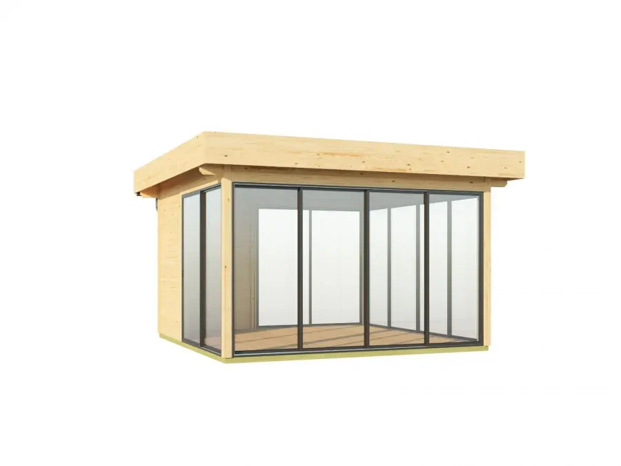 Glass Pavilion 44C | 3.71m x 3.71m Log Cabin | Pool Room | Aluminium Sliding Doors | Fully Installed | Mainland UK