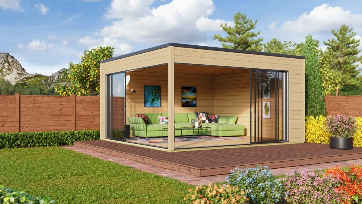 Garden House Q-BIC Alu 70 D | 4.75m x 4.5m Garden Room | Log Cabin | Fully Installed | Mainland UK