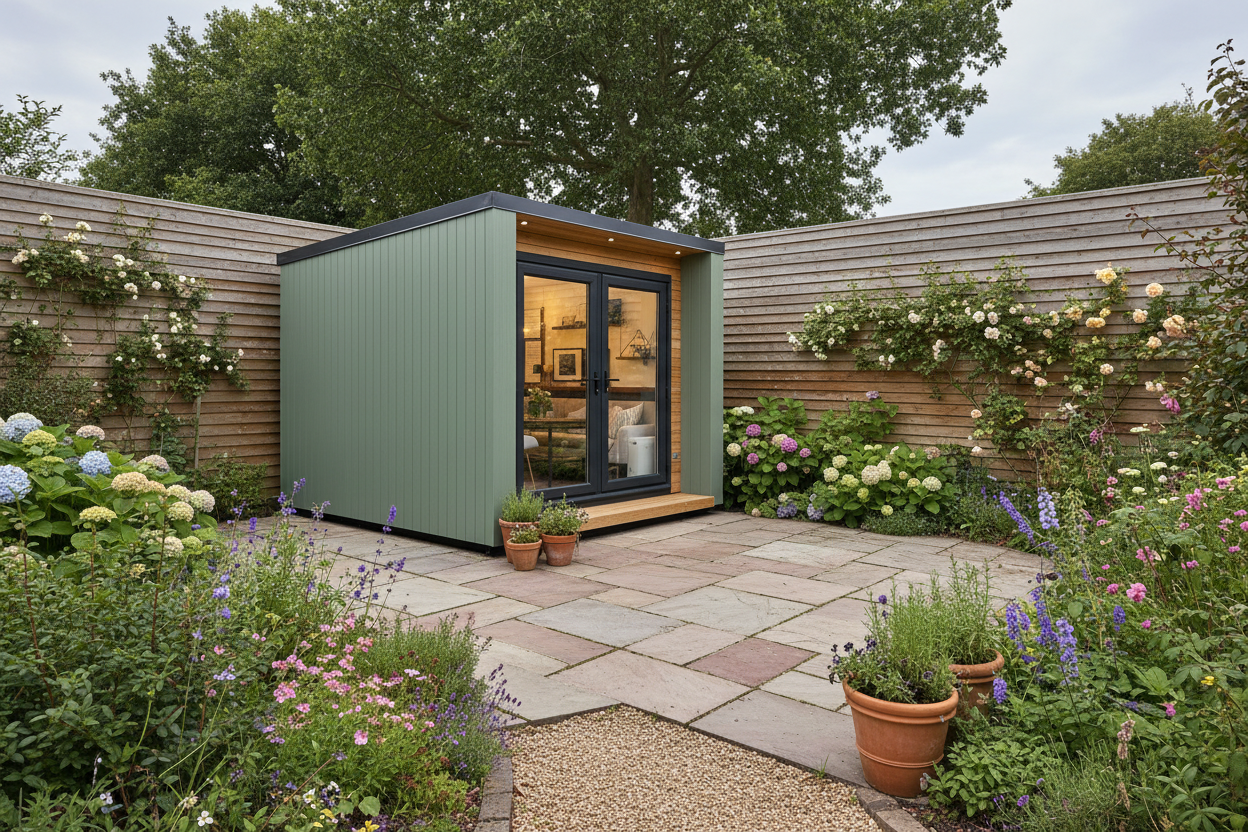 Sage green 2.6x3m - traditional wooden fencing