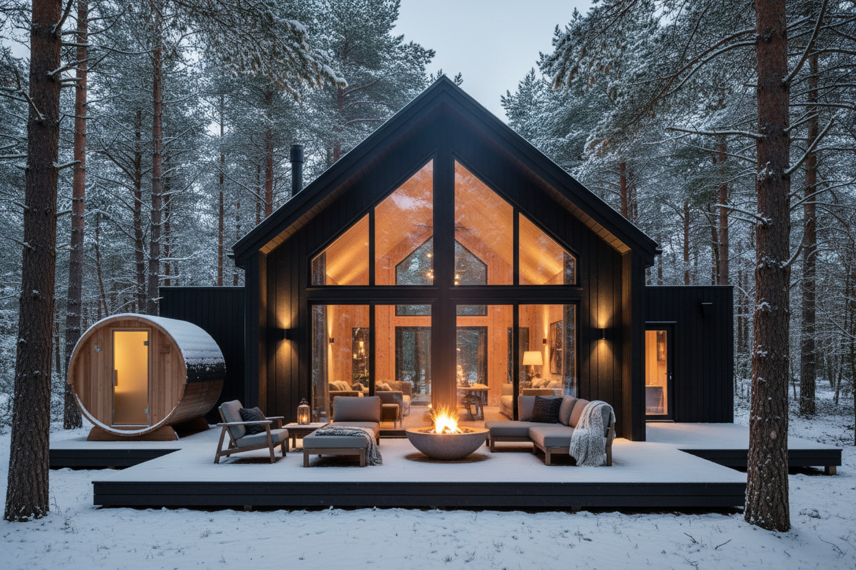 Scandinavian Dark Timber Lodge